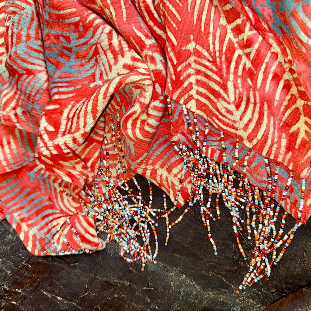 Vintage scarf multicolored, beautiful, lightweight, hand beaded
